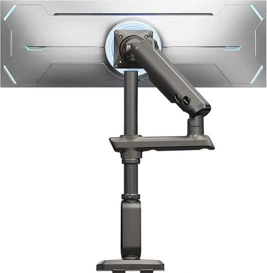 HUANUO Heavy Duty Monitor Arm for Ultrawide Screens up to 49", Holds 40 lbs, Aluminum Ultrawide Single Monitor Stand with 29.1" Max Height, Fully Adjustable Desk Mount, Max VESA 100x100mm