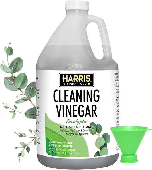 HARRIS Cleaning Vinegar All Purpose Household Surface Cleaner, 128oz (Eucalyptus) with Easy Pour Funnel Included