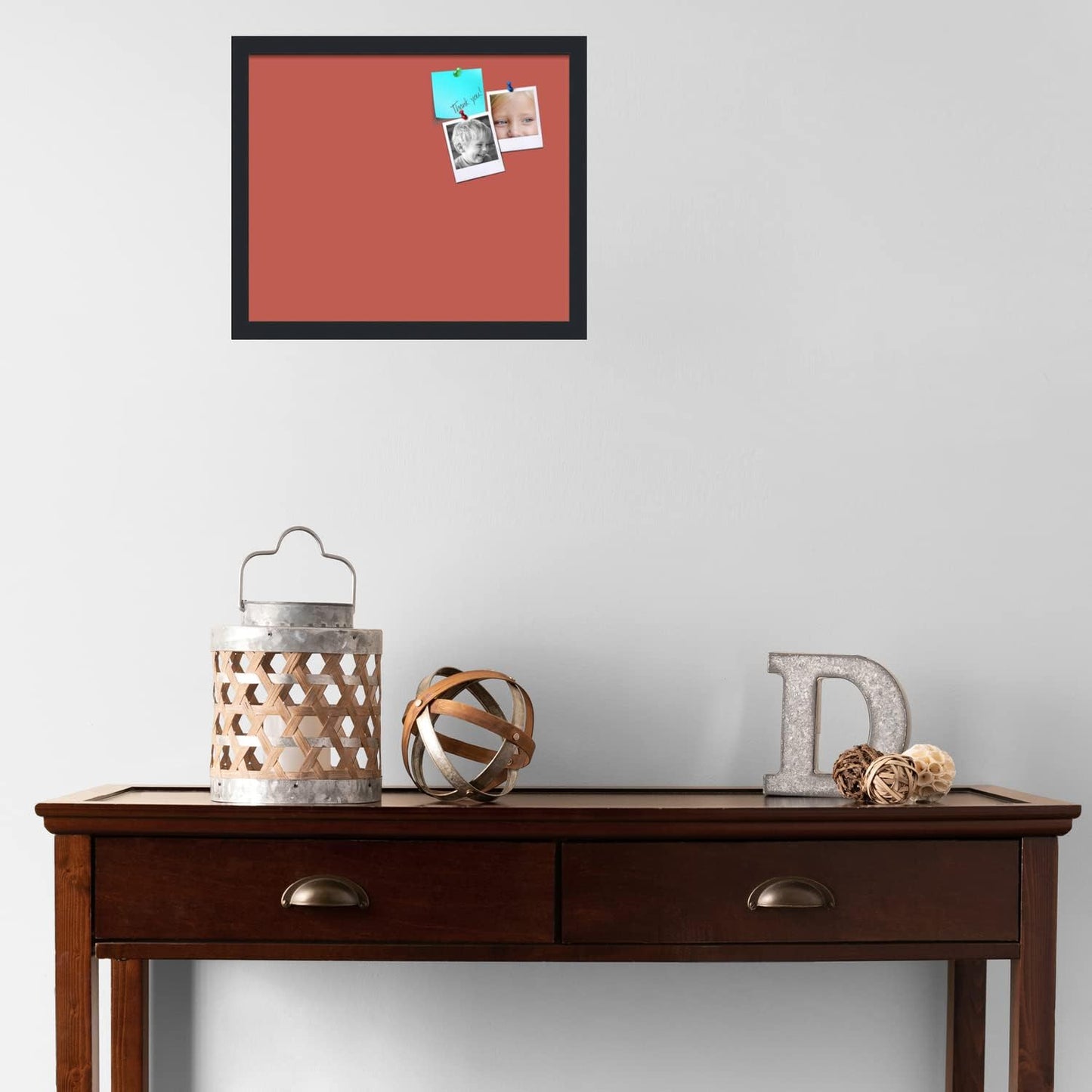 PinPix 18x15 Inch Cork Bulletin Board. This Decorative Framed Pin Board Comes with Crimson Pastel Design and a Satin Black Frame. Ideal for Home Office Decor or Message Board (PinPix-1807)