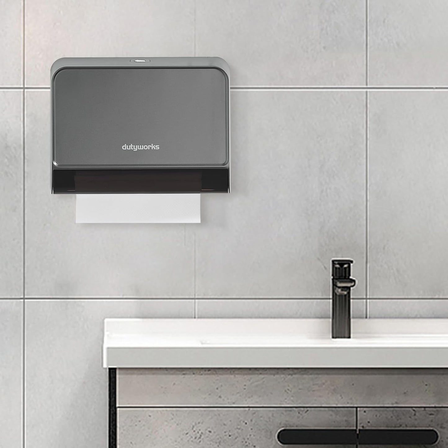 Paper Towel Dispenser Wall Mounted, Multifold Hand Towel Dispenser for Kitchen Bathroom Home Business, Trifold/C Fold/Z Fold Paper Towel Holder with Lock, Universal Paper, Black