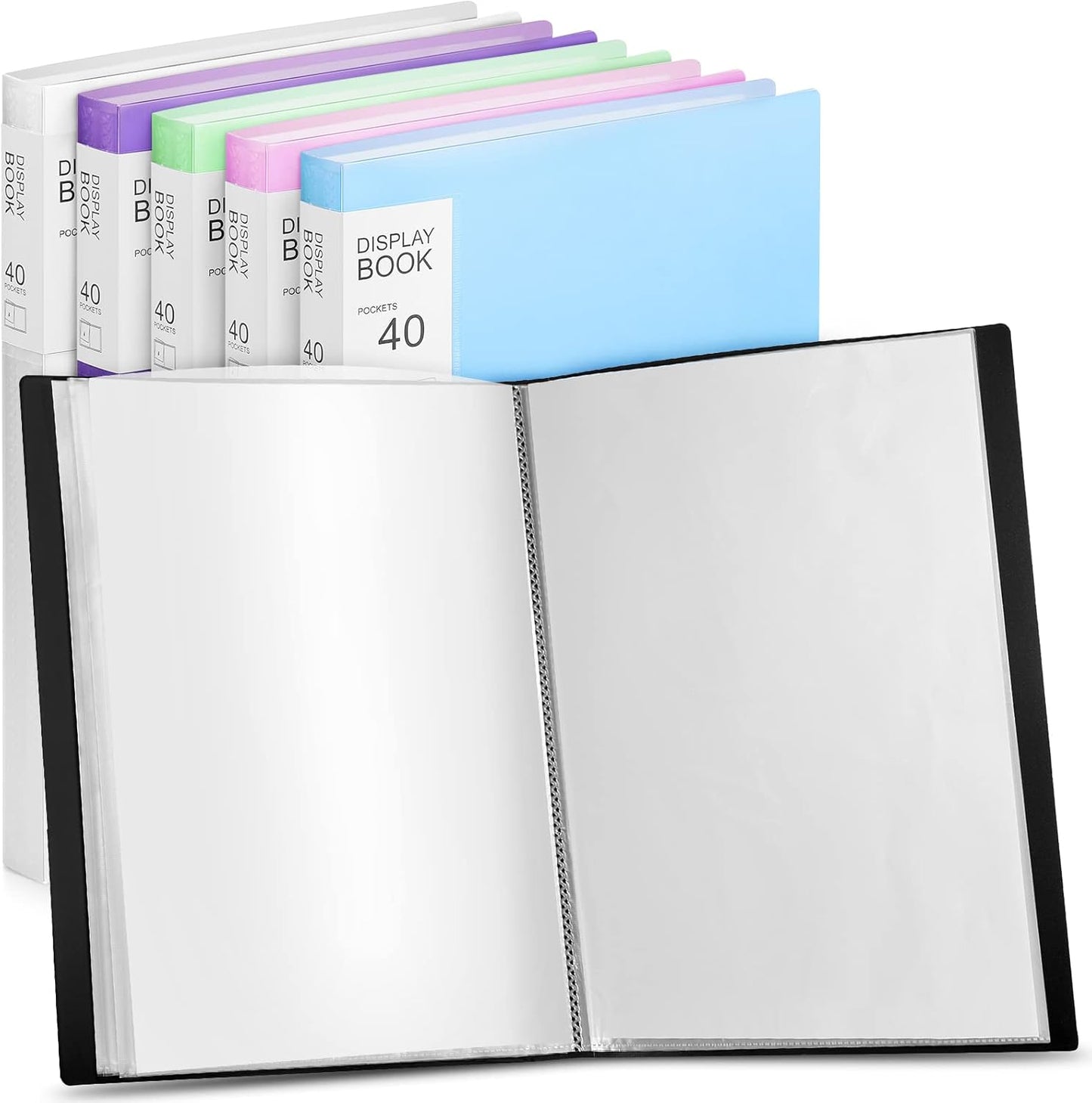 Marspark 6 Pcs Binder with Plastic Sleeves Large 8.5" x 11" Display Presentation Book 40 Pocket 80 Pages Art Portfolio Folder Clear Sheet Protector for Photo Document (Multicolor)