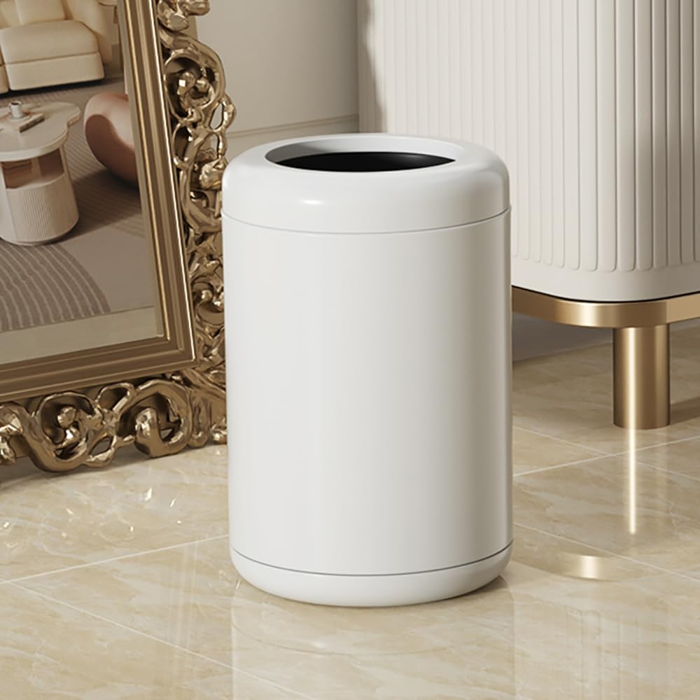 White Open Top Trash can,10L/2.6GAL, Wastebasket Bin,Garbage Can for Bathroom,Living Room,Office,Kitchen,Bedroom,Hotel (White)