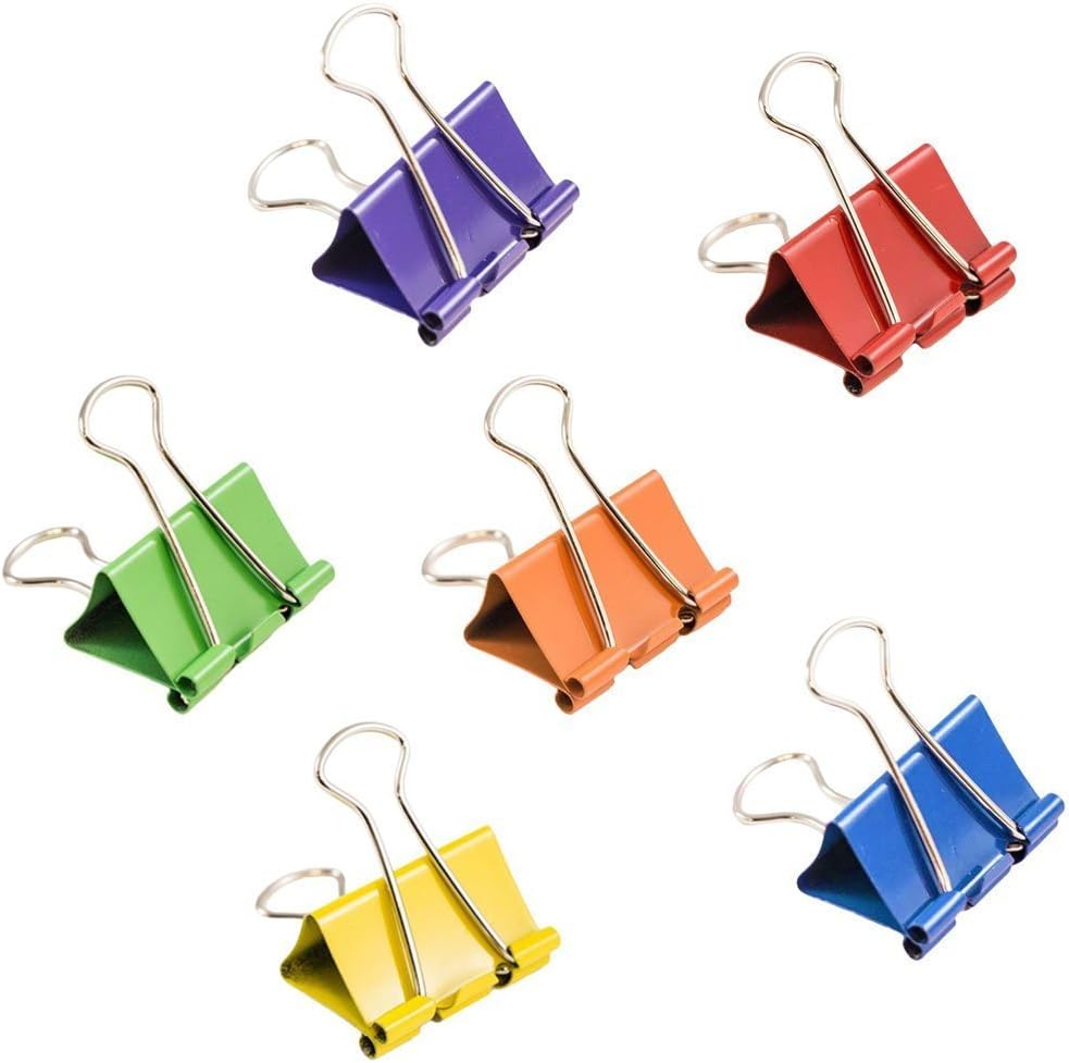 JAM PAPER Colorful Binder Clips - Large - 1 1/2 Inch (41 mm) - Assorted Binderclips - 6 Packs of 12
