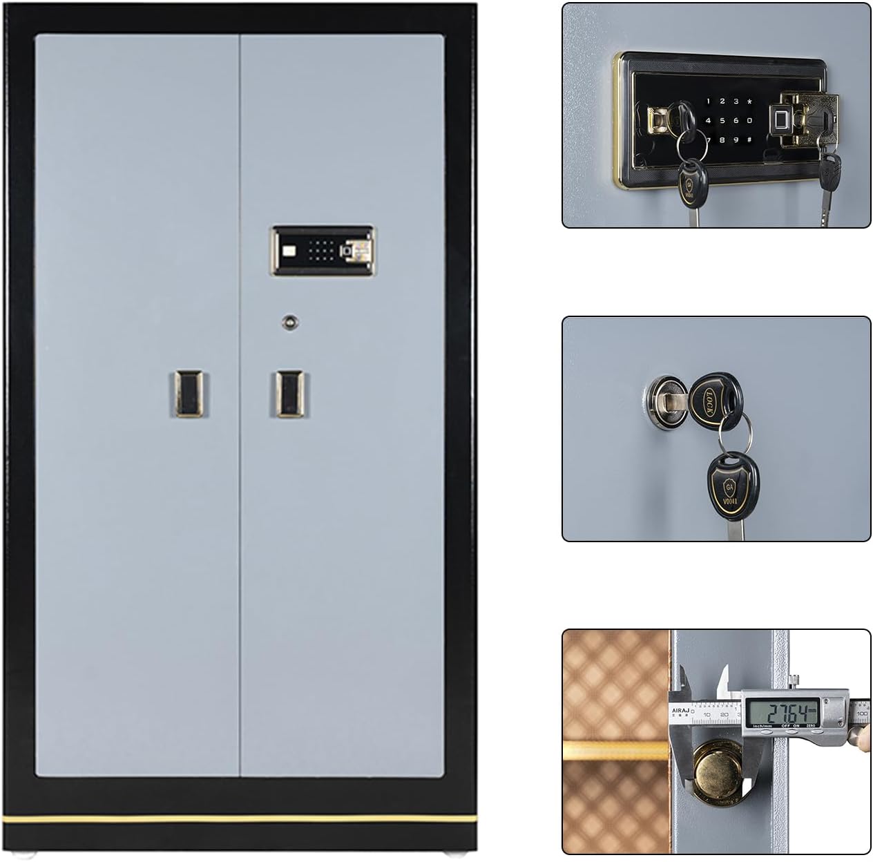 Extra Large Safe - MLJ 38.9 Cu Ft Heavy Duty Safety Box with Fingerprint & Digital Keypad Lock, Heavy Duty Large Home Safe wth 4 Removable Shelves,Perfect for Home, Office, Garage, Business Use