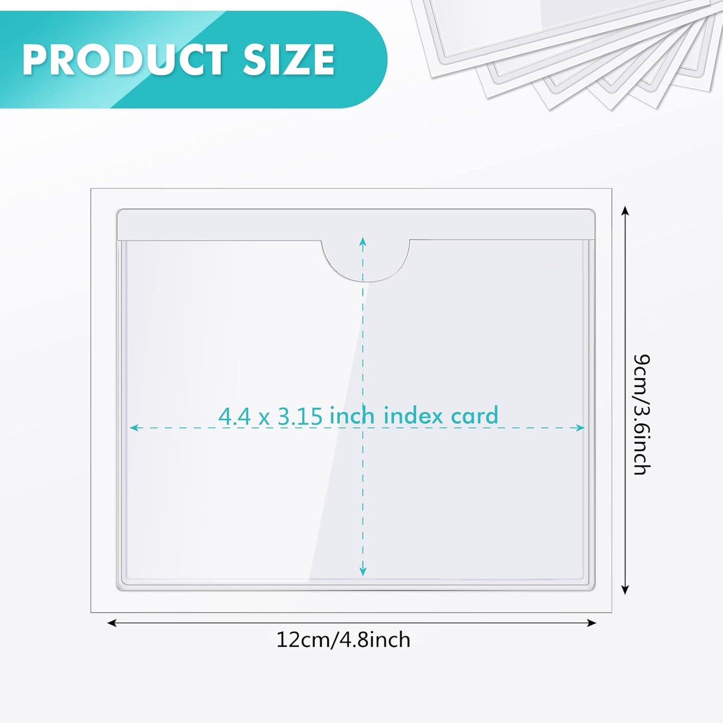 Chinco 50 Pack Clear Adhesive Pockets, Labels for Storage Bins, Plastic Self Adhesive Index Card Holder with Top Open for Organizing Bins Box Drawer(3.6 x 4.8 Inches)