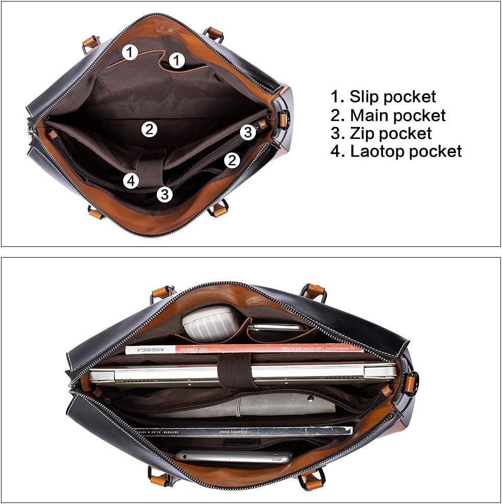 BOSTANTEN Briefcase for Women Leather Laptop Bag 15.6 inch Computer Messenger Office Business Work Tote