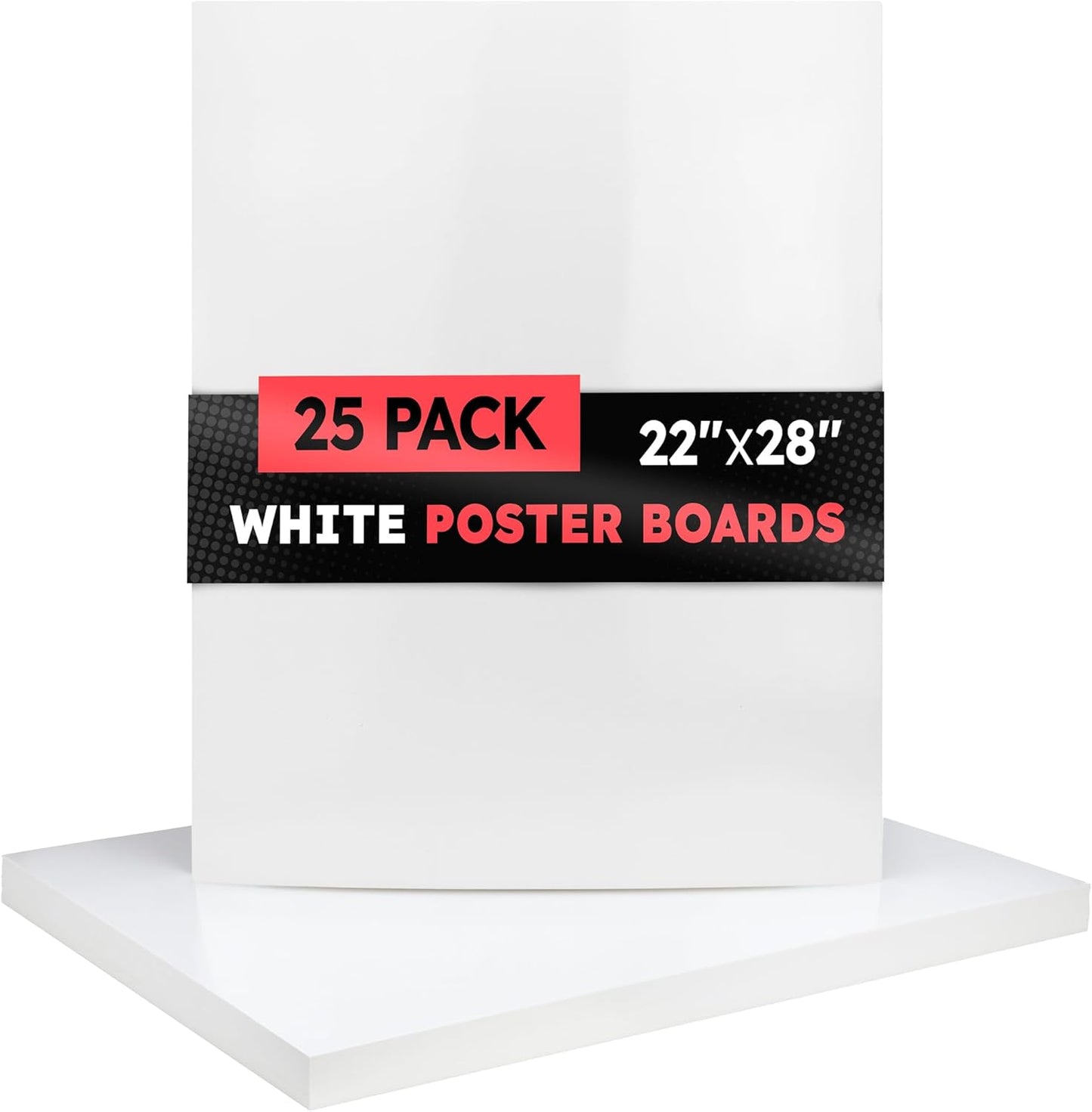Hygloss Large Poster Board 22x28 - 25 Poster Boards Bulk Pack - 10 Pt. Thickness White Poster Board Paper for Projects, Presentations, Displays, Signs, Crafts - Blank Posterboard Multipack 22" x 28"