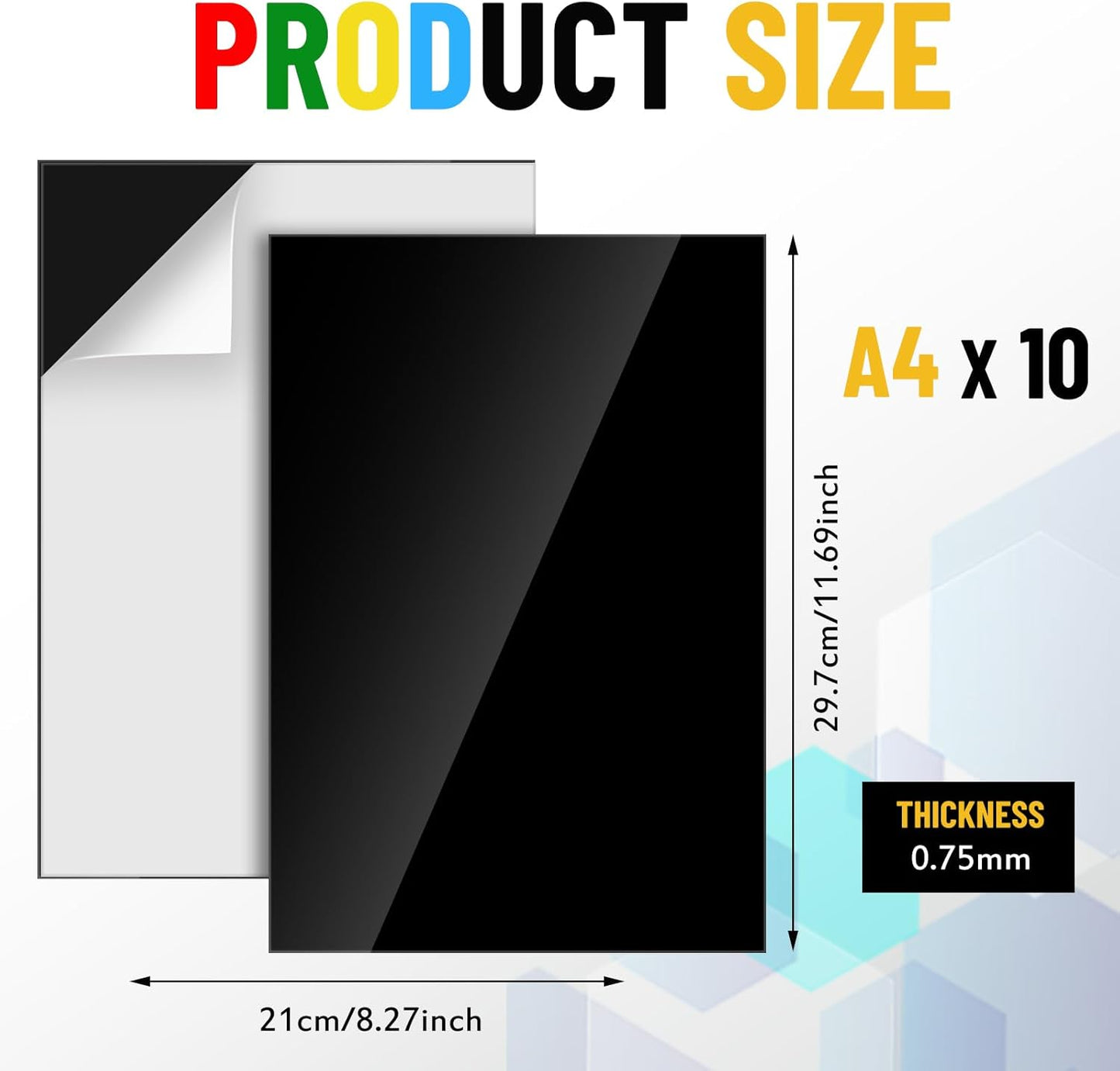 Pangda 10 Pack 8.5" x 11" Magnetic Sheets with Adhesive Backing 30 Mil Flexible Steel Vinyl Magnet Sheet for Crafts Magnetic Stickers Photos Kitchen Fridge Home Office