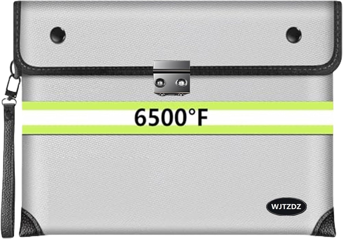 6500°F Fireproof Document Bag with Lock,Upgraded Fireproof/Waterproof Money Bag with Zipper/Reflective Strip,Storage Pouch for A4 Letter Size Document,Cash,Cell Phone,Passport（Not Fit A4 Files）