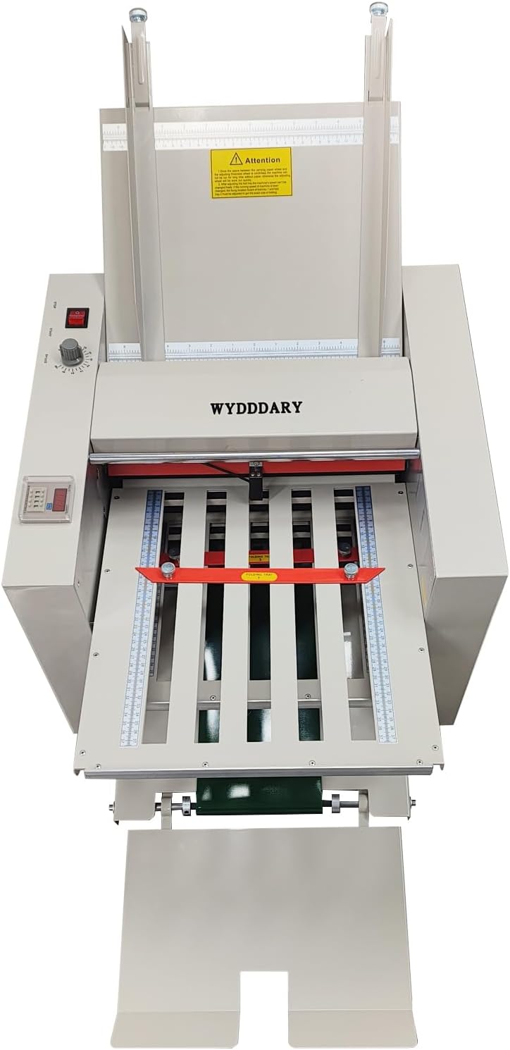 WYDDDARY Automatic Paper Folding Machine Fold Sizes 2x3in to 12x27in Small Horizontal Origami Machine Max Speed 262ft/min for Manuals Document Business Letters 110V 70W