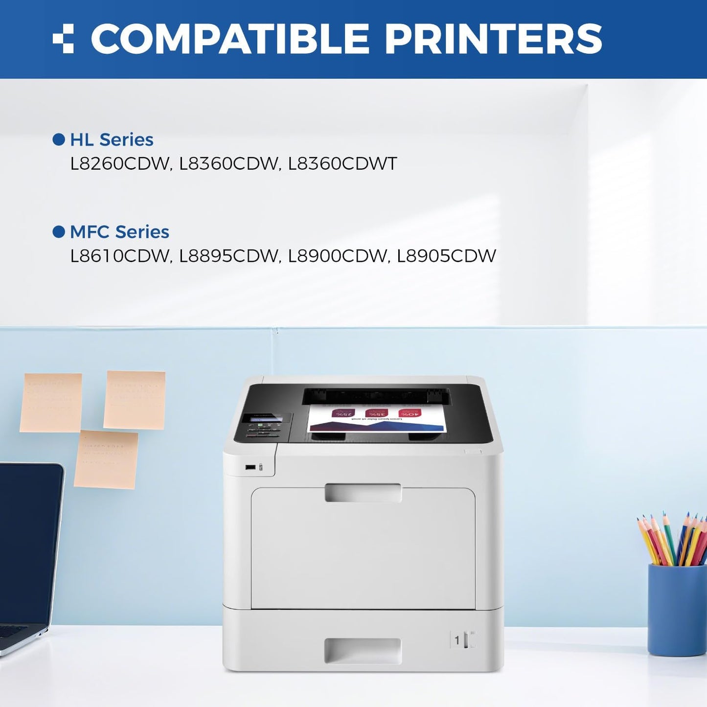 TN433 Toner Cartridge 4-Pack Replacement Compatible for Brother TN-433 TN431 TN436 MFC-L8900CDW MFC-L8690CDW HL-L8360CDW HL-L8260CDW MFC-L8610CDW MFC-L8905CDW MFC-L9570CDW HL-L8360CDWT Printer Set Ink