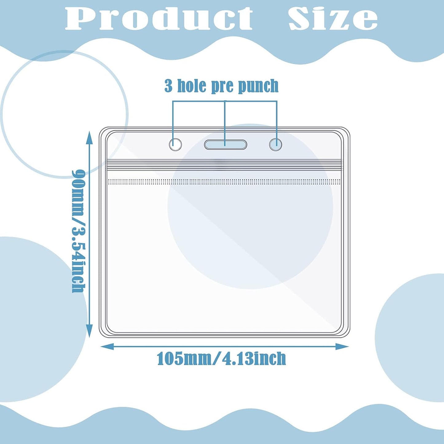 Zonon 150 Pcs Name Badge Holders Clear Plastic ID Card Name Tag Holders Badge Sleeves Horizontal Waterproof Transparent PVC Sleeve Cover Pouch for Office School Travel(4.13 x 3.54 Inch)