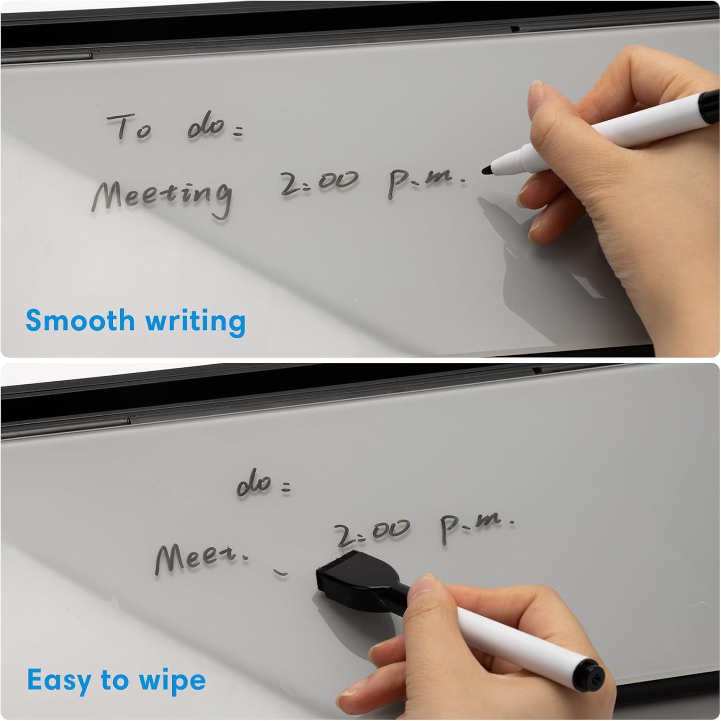 Varhomax Glass Desk Whiteboard with Calculator, Desktop Dry Erase White Board with Storage, to Do List Memo Notepad for Home and Office