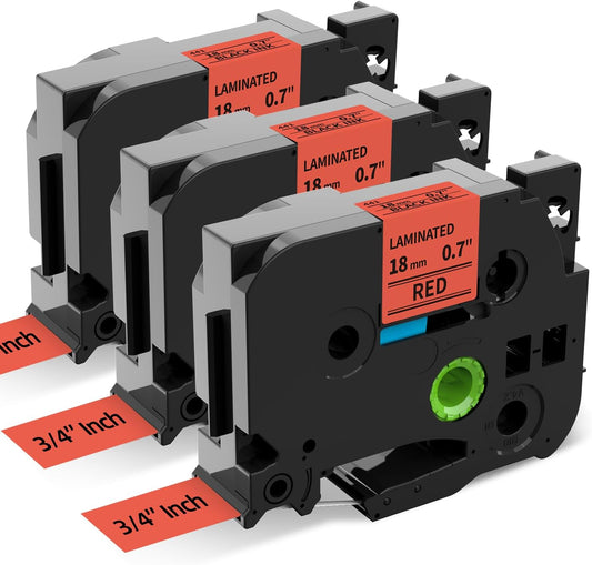 Label KINGDOM 18mm Red Label Tape Replacement for Brother TZe-441 TZe441 3/4" Black on Red TZ Tape 18mm 0.7 Laminated Compatible with Brother P Touch for PTD400 PTD410 PTD600, 3-Pack