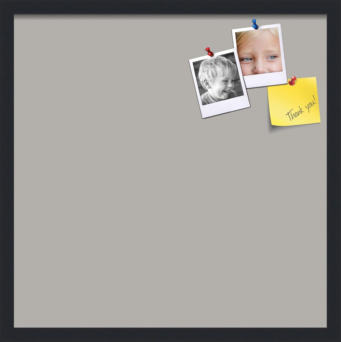 PinPix 22x22 Inch Cork Bulletin Board. This Decorative Framed Pin Board Comes with Dark Stone Design and a Satin Black Frame. Ideal for Home Office Decor or Message Board (PinPix-1808)