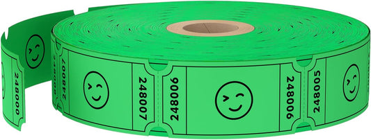 Methdic 1000 Smile Raffle Tickets Green, Single Roll, Ticket for Events, Entry, Class Reward, Fundraiser & Prizes