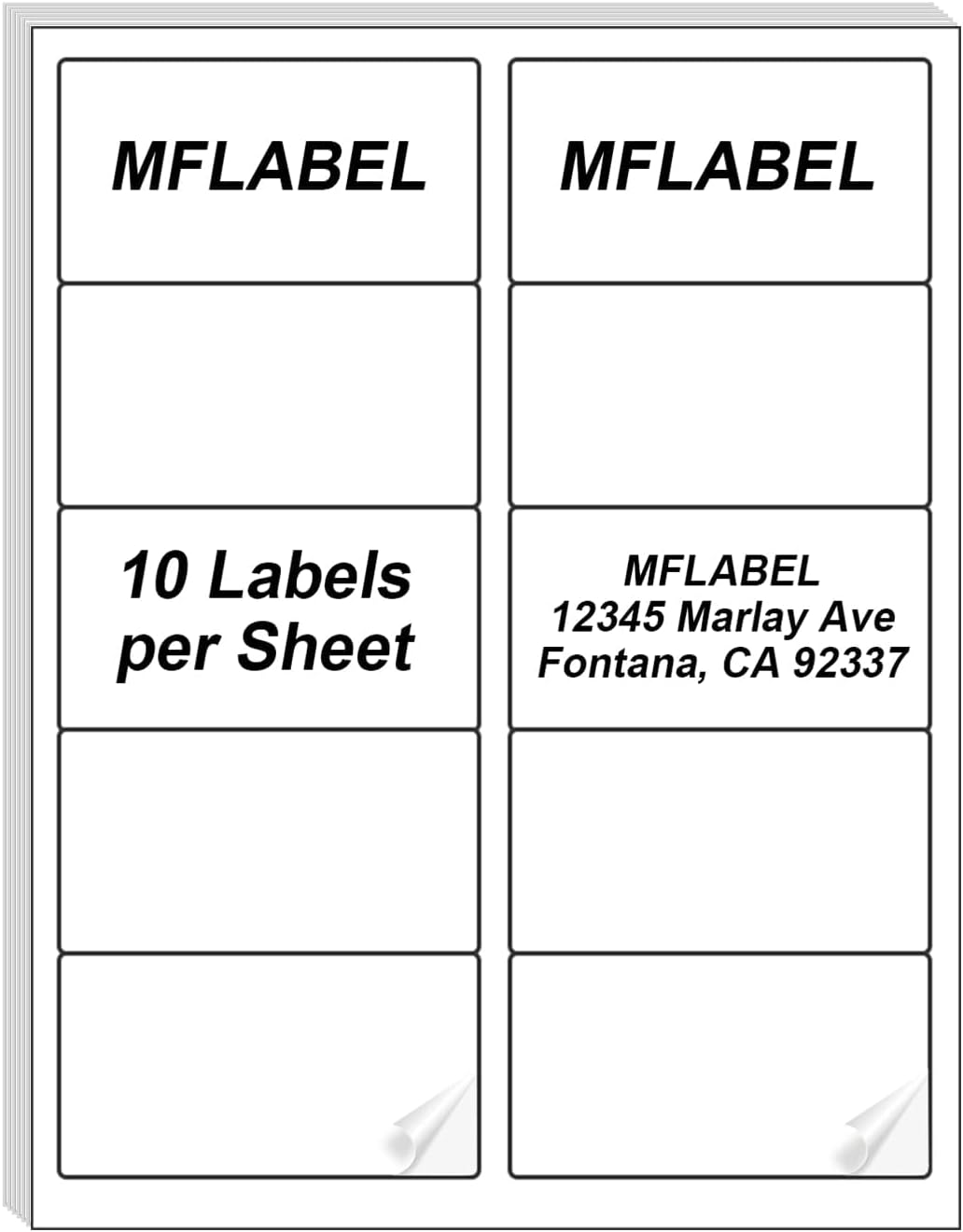 MFLABEL 2x4 Label, 10-UP Shipping Address Sticker, 90000 Labels,9000 Sheets for Printer, Internet Mailing Shipping Labels, 2" x 4" FBA Label for Laser/Inkjet Printer