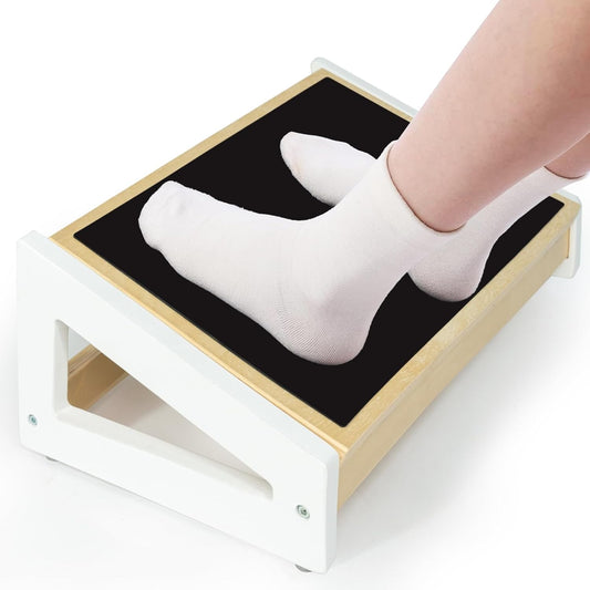 WOOD CITY Foot Rest for Under Desk at Work, 3 Heights Adjustable Footrest with Silicone Surface, 2 in 1 Foot Stool Improve Posture, Reduce Fatigue & Pain, Ideal for Home/Office/Gaming (Natural-White)
