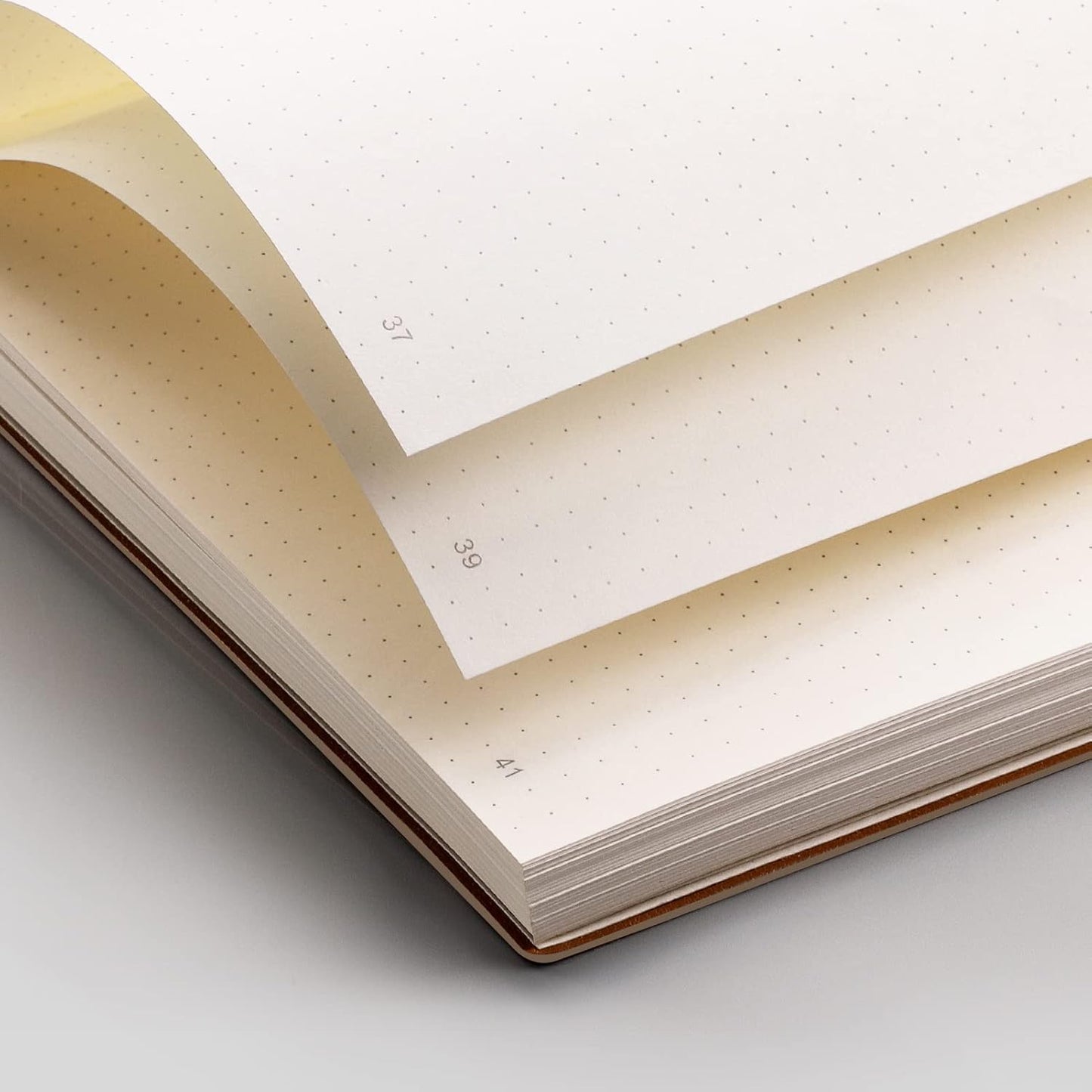 EMSHOI Dotted Journal Bullet Notebook,192 Numbered Pages B5 Large Dot Grid Composition Notebook with 100gsm Thick Dotted Paper, Softcover Leather, Inner Pocket, 7.48"x10.15"-Khaki