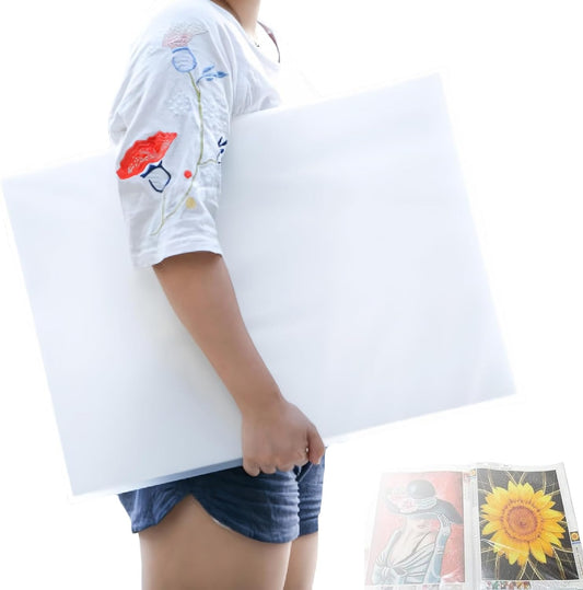 MOTEERLLU A2 Storage Book Suitable for 22x15 inches Diamond Paintings,Diamond Art Kit Storage Container with 30 Pocket Sleeves,Portfolio Folder for Artwork (White)