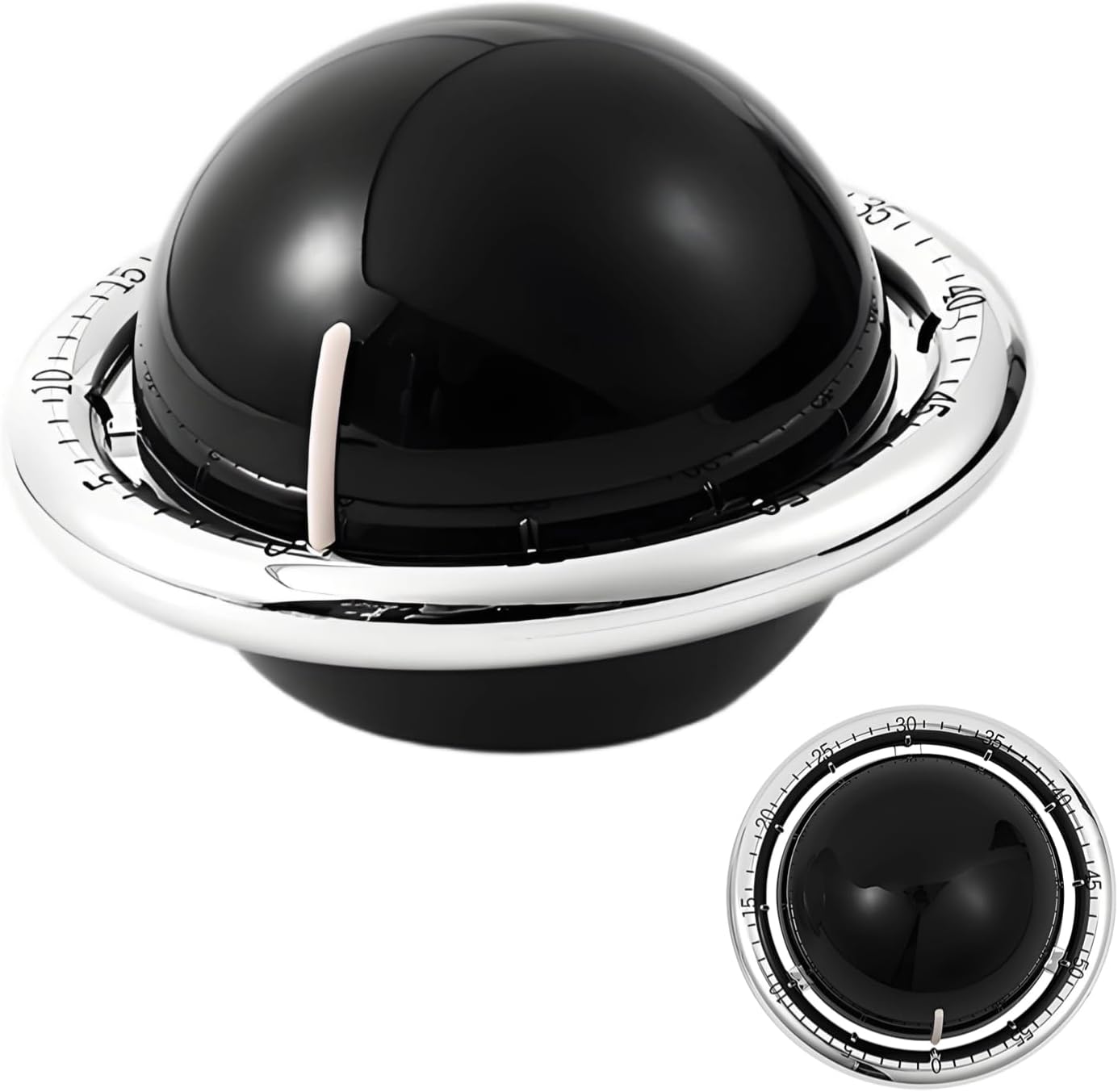 Planet-Shaped Mechanical Timer | No Batteries Needed | 59-Minute Countdown | Magnetic Base | Multi-Purpose Kitchen, Study & Classroom Timer (Black)