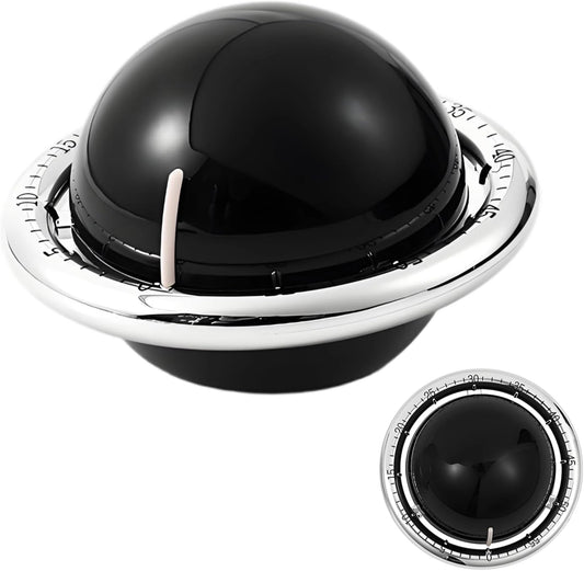Planet-Shaped Mechanical Timer | No Batteries Needed | 59-Minute Countdown | Magnetic Base | Multi-Purpose Kitchen, Study & Classroom Timer (Black)