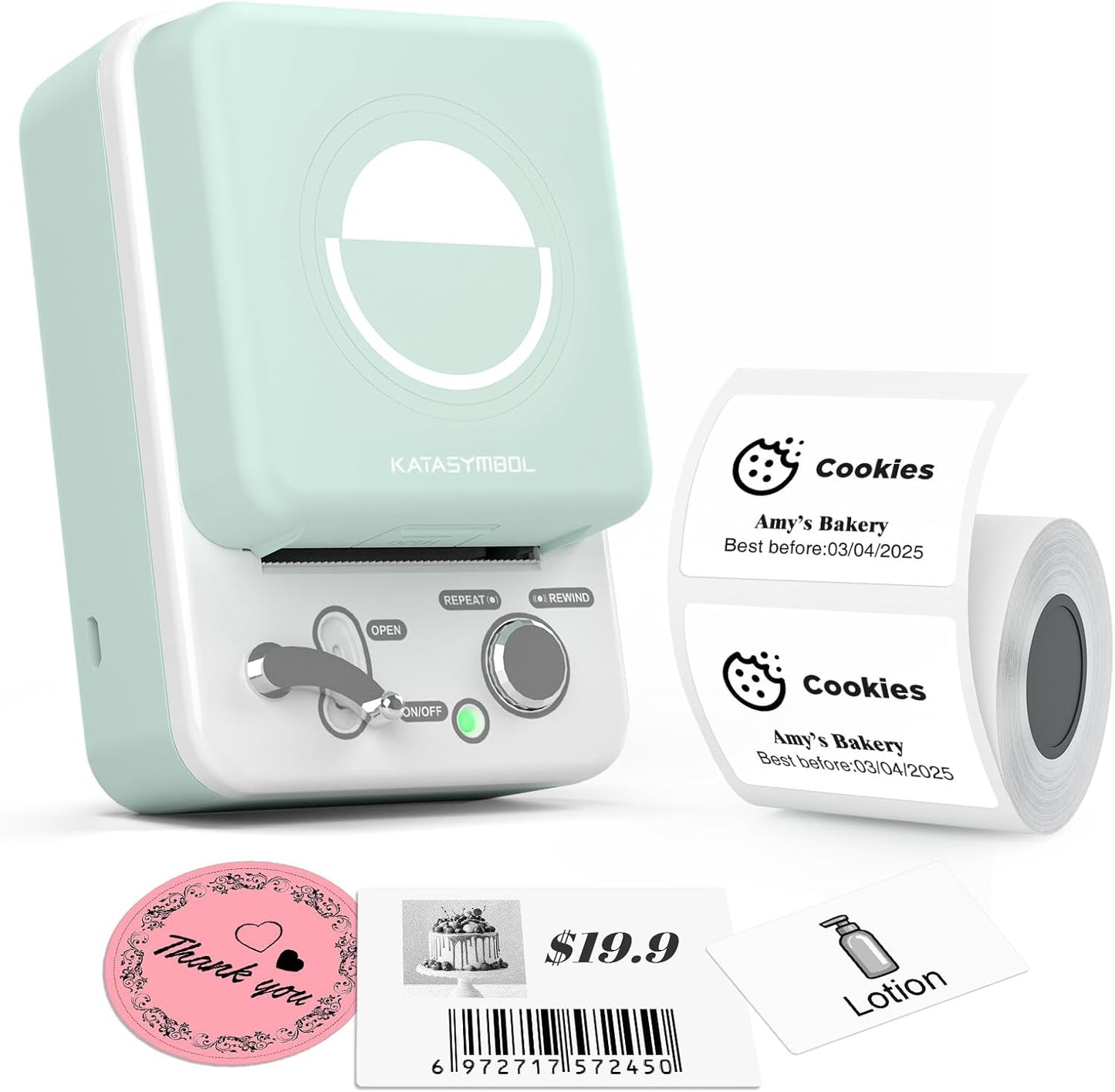 SUPVAN T50M Plus Bluetooth Label Maker Machine with Tape, High Printing Clarity, Versatile App with 40+ Fonts and 450+ Icons, Inkless Labeler for Business, Home, Office Organization, Green