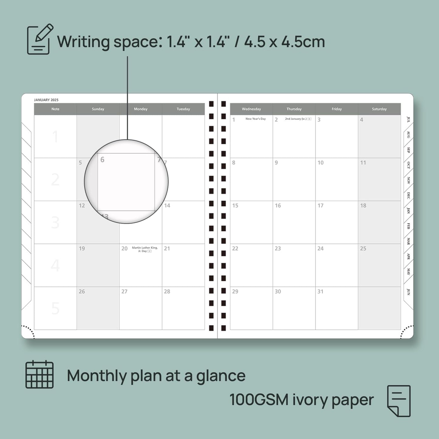 POPRUN Academic Planner 2025-2026 (July 2025-June 2026), Daily Weekly and Monthly Appointment Book (Wirebound Hard Cover - 10'' x 8'') with Hourly Time Slots, Tabs, 100 GSM - Violet