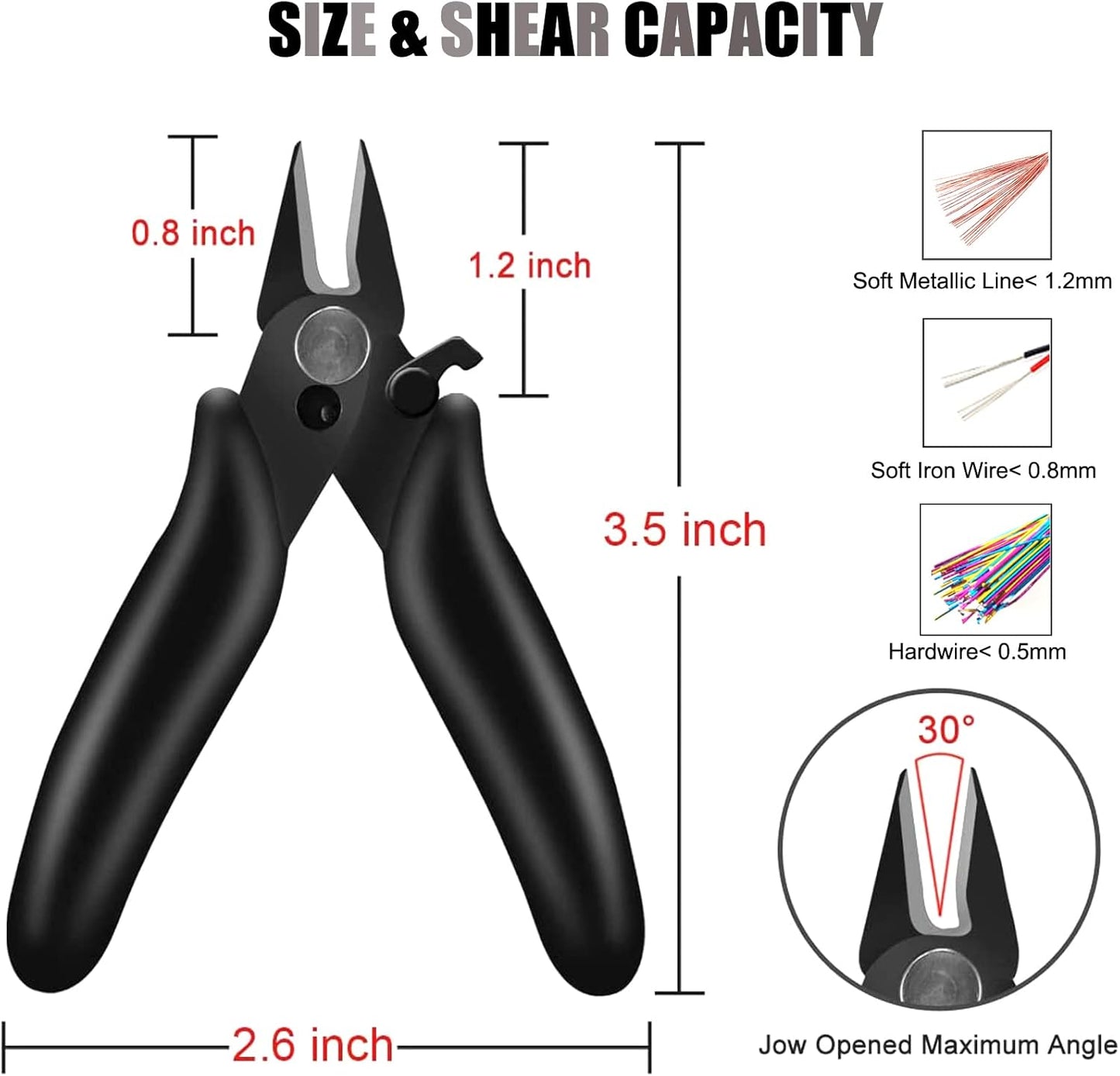 BOENFU 3.5 Inches Mini Cutter with Lock, Flush Cutters, Small Wire Snips, Micro Wire Cutter with Spring, Black