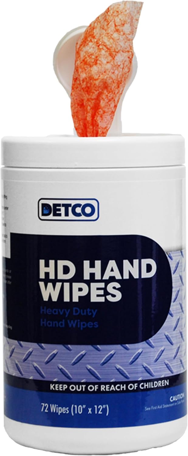 Hand and Tool Wipes, Heavy Duty Tool Cleaning Wipes, Hand Cleaning Wipes, Degreasing, Waterless Hand Cleaner, Dual Surface, Work Surface Wipes - 72 Count