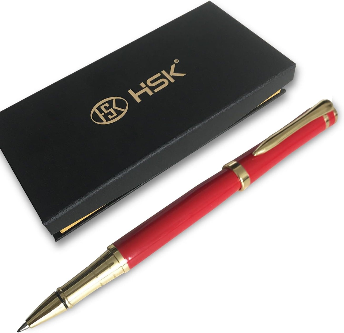 HSK Luxury Ballpoint Pens gift Pen Black Refill Line width 0.5mm,Best Ball Pen Gift Set for Men & Women Professional Executive,Office,Nice Pens Classy Gift Box (Red)