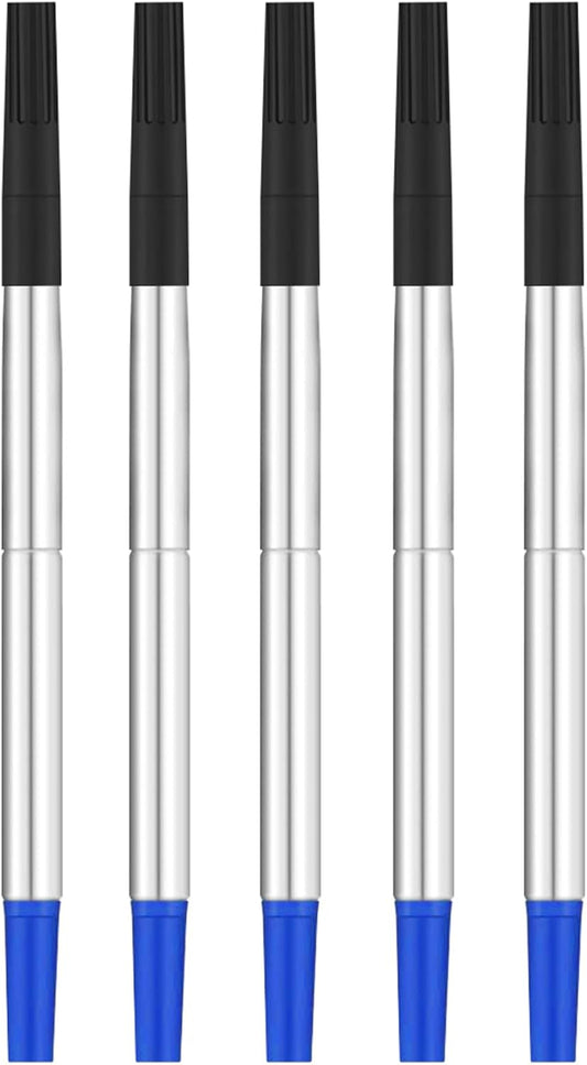 DunBong Quink Ink Rollerball, Compatible with Parker Rollerball Pens, 0.5mm Fine Point, Blue Ink Refill Pack of 5, Replaceable Gel Ink Pen Refills, Smooth Writing (Blue-0.5mm)