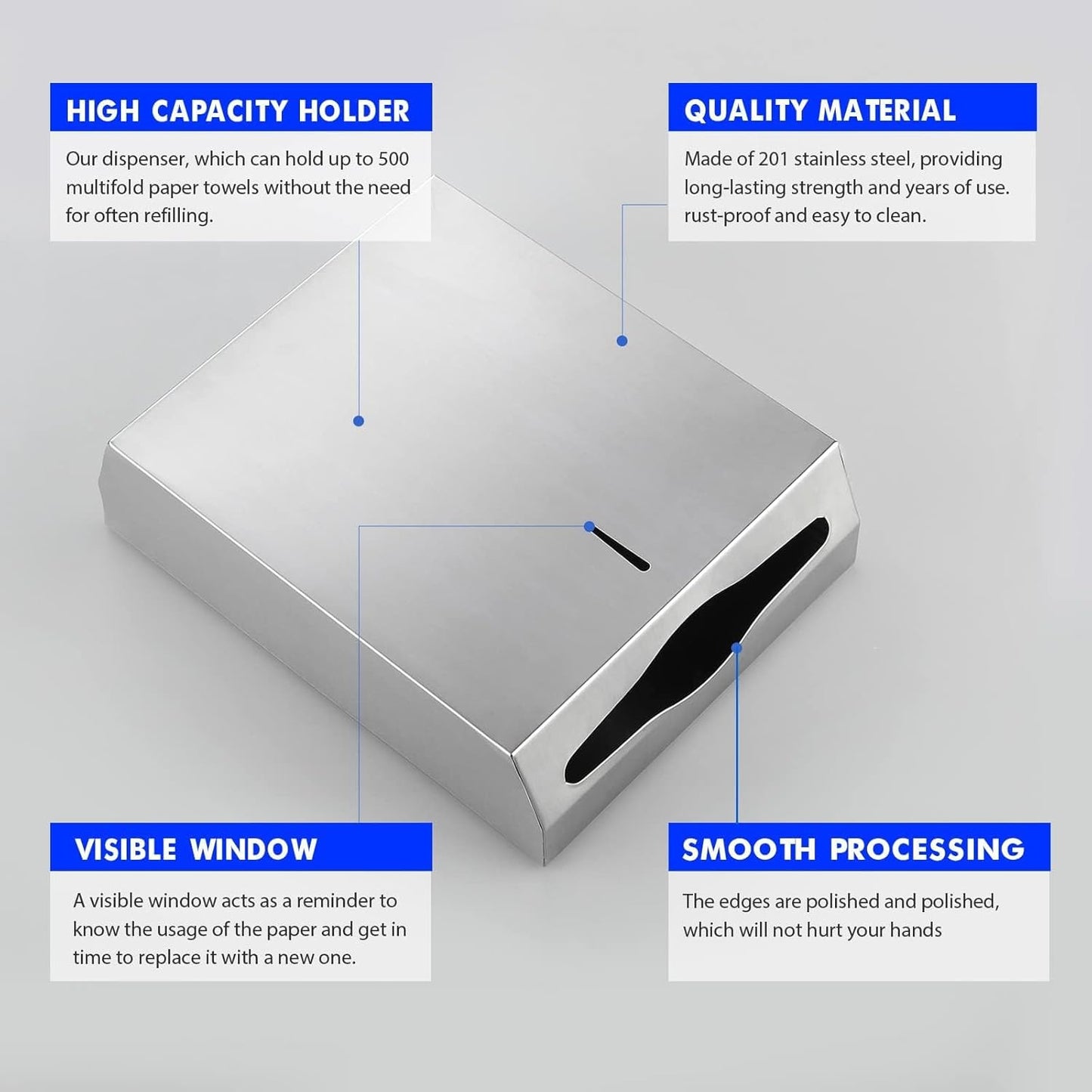 Paper Towel Dispenser Wall Mount Commercial, Fingerprint -Proof Paper Towel Holder for c-fold/Multi-fold/Tri-fold, Touchless Hand Towel Dispenser with Lock