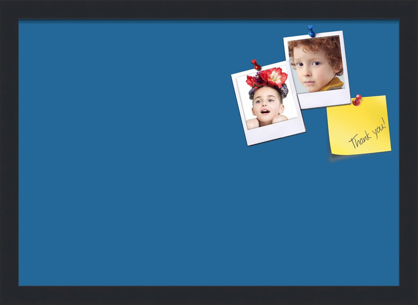 PinPix 20x14 Inch Cork Bulletin Board. This Decorative Framed Pin Board Comes with Navy Pastel Design and a Satin Black Frame. Ideal for Home Office Decor or Message Board (PinPix-1811)