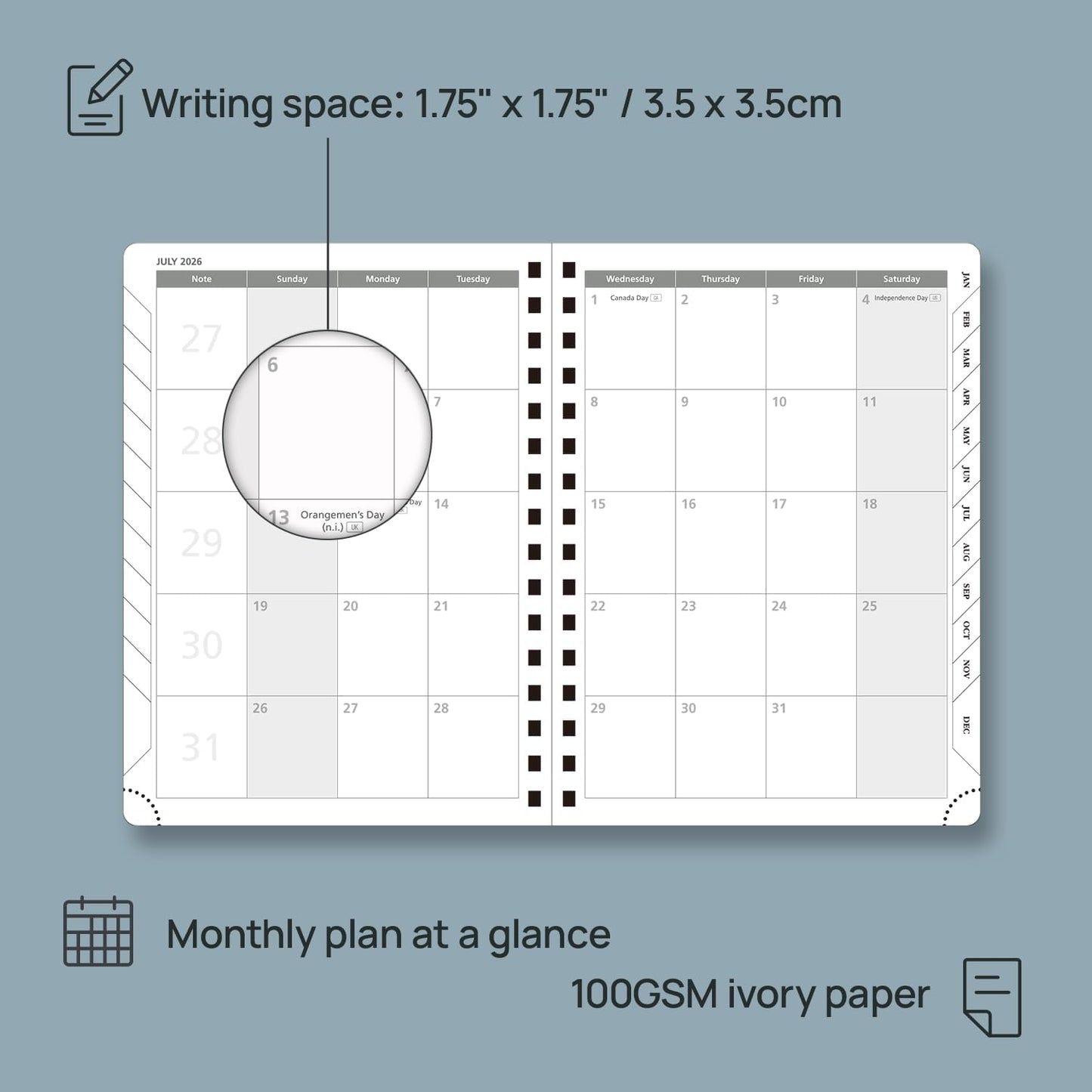 POPRUN 2026 Planner (Medium Size 8.5'' x 6.25'' Wire-Bound Hard Cover) Daily Weekly and Monthly Calendar - Agenda 2026 (Jan.2026-Dec.2026) with Hourly Schedule, Monthly Tabs - Light Pink