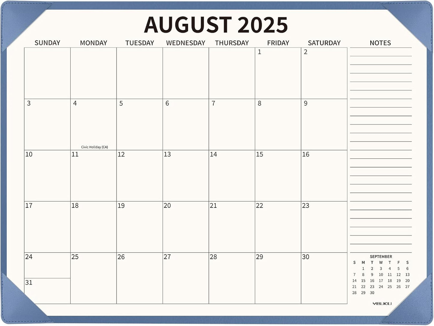 Desk Calendar 2025-2026 Large 22x17, July 2025-December 2026, 18 Months Big Desk Pad Calendar with Desktop Mat and Plastic Cover for Home Office School Planning, Blue