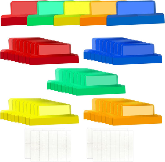 Gueevin 2 Inch Insertable Self Adhesive Tabs with Printable Inserts Clear Index Tabs Self Adhesive Colored Page Marker Repositionable Tag for Bible Divider Notebook File Folder Book Binder(50 Pieces)
