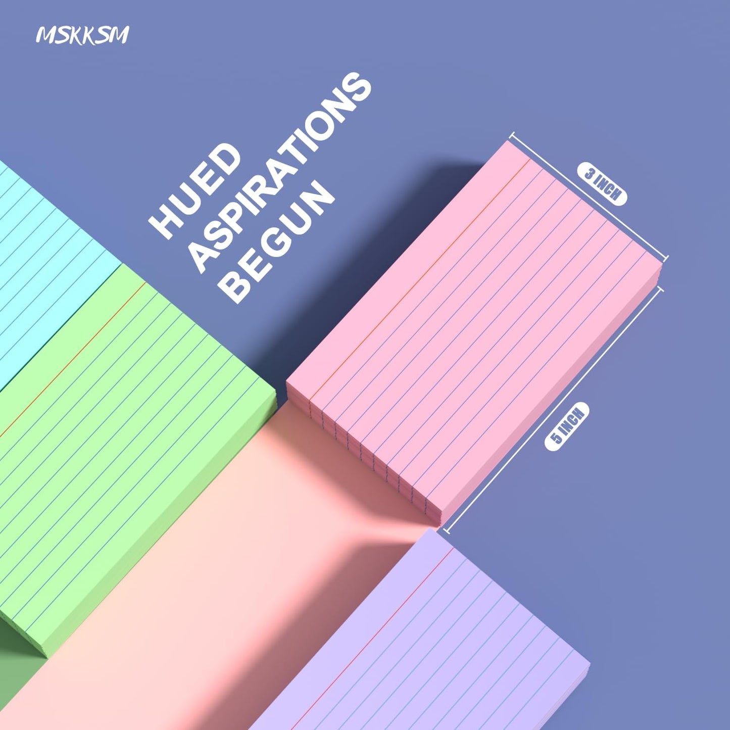 Colored Index Cards 3x5 Inch - 200 Pack, Ruled Index Flash Cards for Studying, 180GSM Lined Index Note Cards 3x5 Index Cards, Colored Flashcards 3 x 5 Notecards Lined Study Card for Office and School