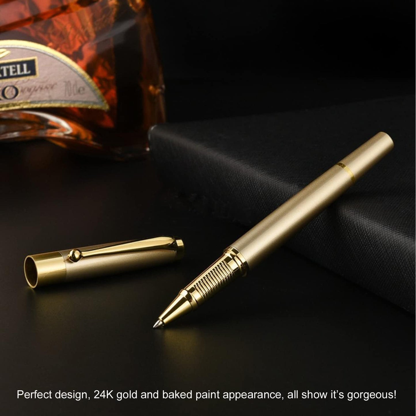 YIVONKA Ballpoint Pen Black Refill,Luxury Ballpoint Line width 0.5mm,Best Ball Pen Gift Set for Men & Women Professional Executive,Office,Nice BallPens Classy Gift Box (Gold)