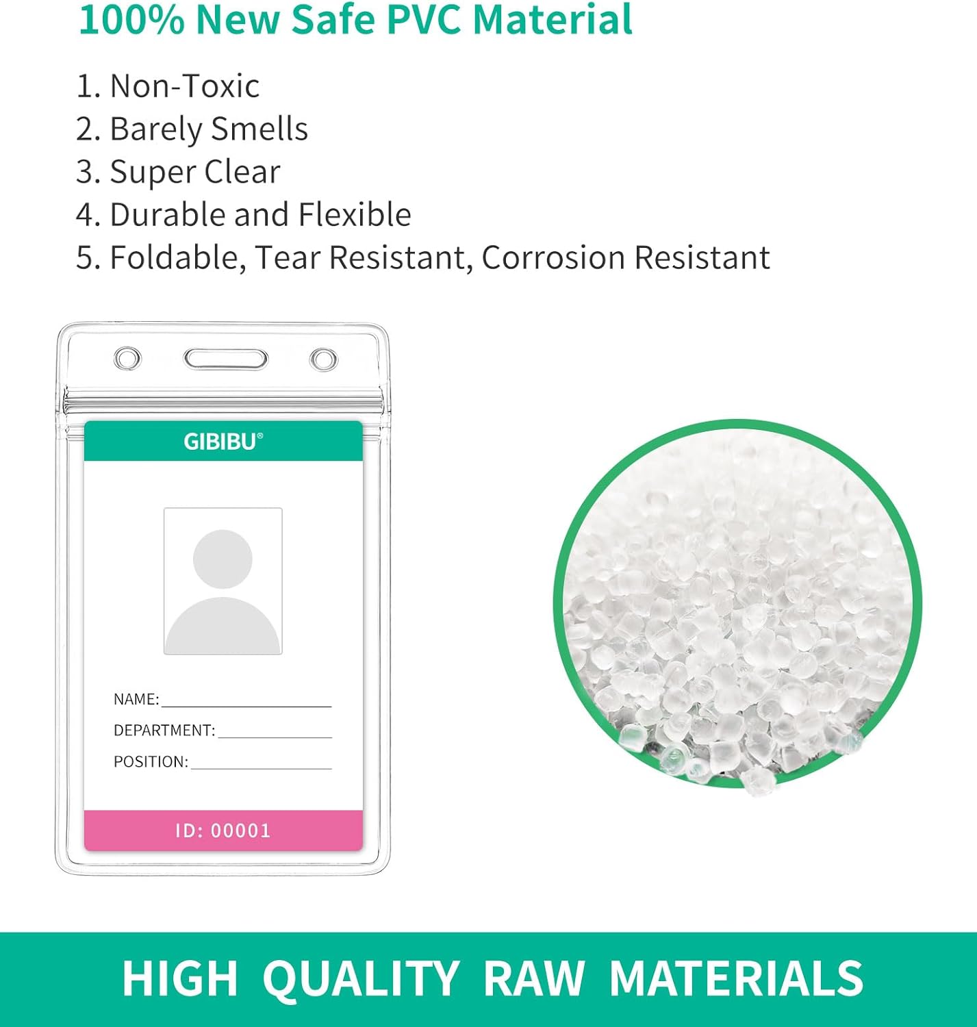 50 Pcs Vertical ID Badge Holder, Clear Plastic Card Sleeve, Nurses Work Name Tag Holders, Key Cover Protector with Waterproof Zip for Lanyard, Fits Credit Size Cards