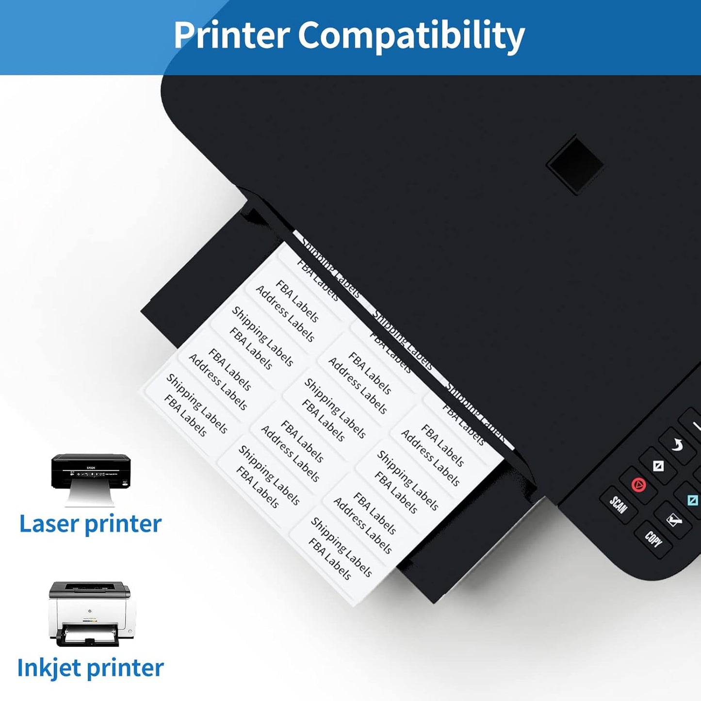 BESTEASY 30-up 500 Sheets 1" X 2-5/8" Address Shipping Labels for Laser and Inkjet Printers, FBA Product Labels (15000 Labels)