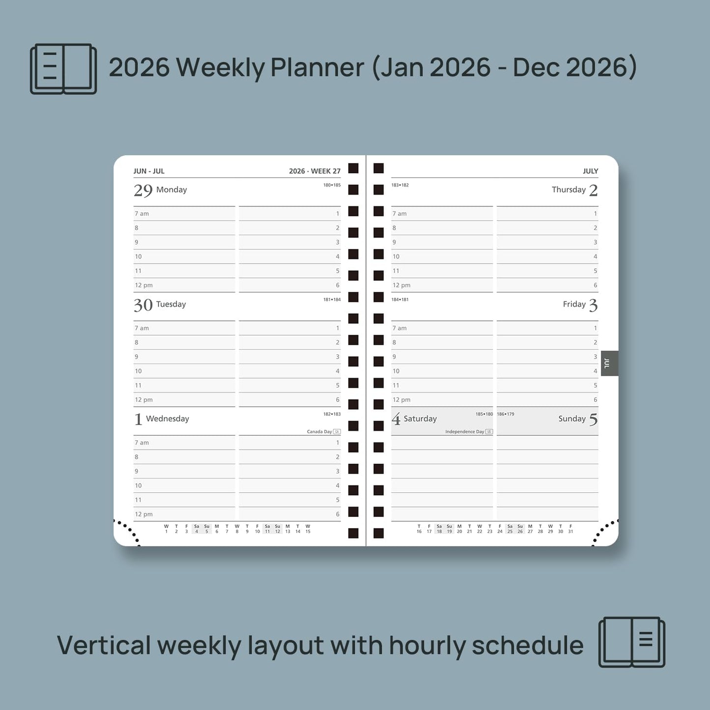 POPRUN Pocket 2026 Planner (Small Size- 4'' x 6.25'') Weekly and Monthly for Purse - Calendar 2026 (Jan. 2026 - Dec.2026) with Soft Cover, Plastic Ruler - Burgundy Red