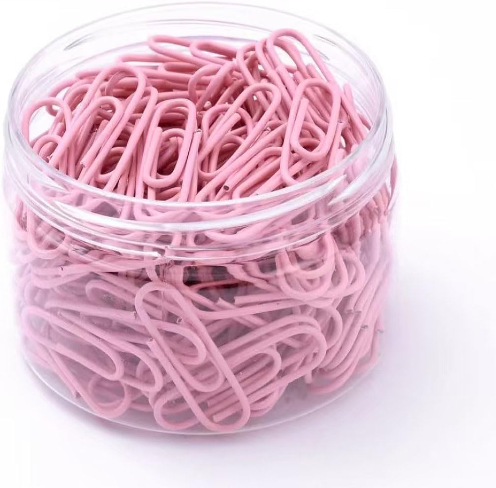 Macaron Colored Paper Clips, 1.1" Medium Paper Clip（28mm, 600pcs Paperclips for Office Supplies and Organization (Pink)