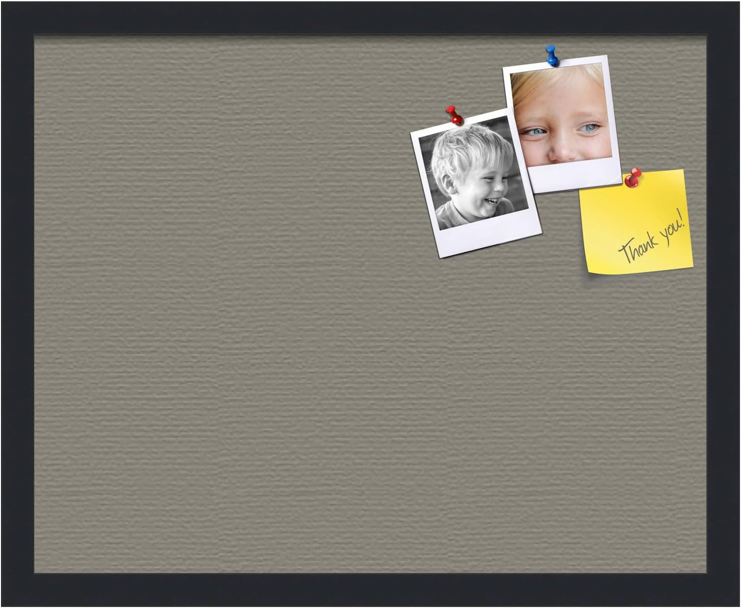 PinPix 20x16 Inch Cork Bulletin Board. This Decorative Framed Pin Board Comes with Pewter Design and a Satin Black Frame. Ideal for Home Office Decor or Message Board (PinPix-1812)