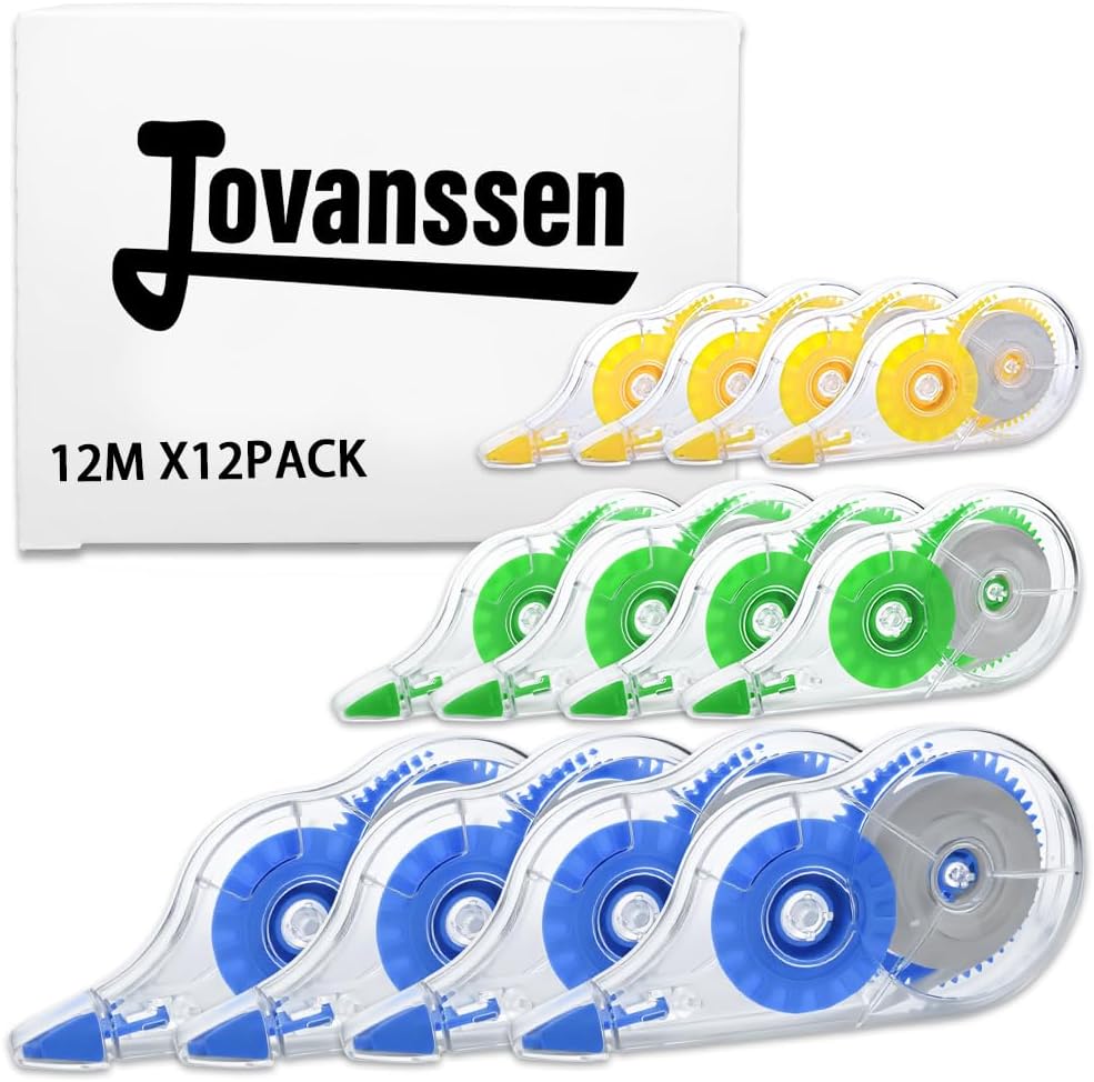 White Correction Tape, 12 Pack, 39.37 Feet Correction Tape for School And Office, writing supplies and correction supplies