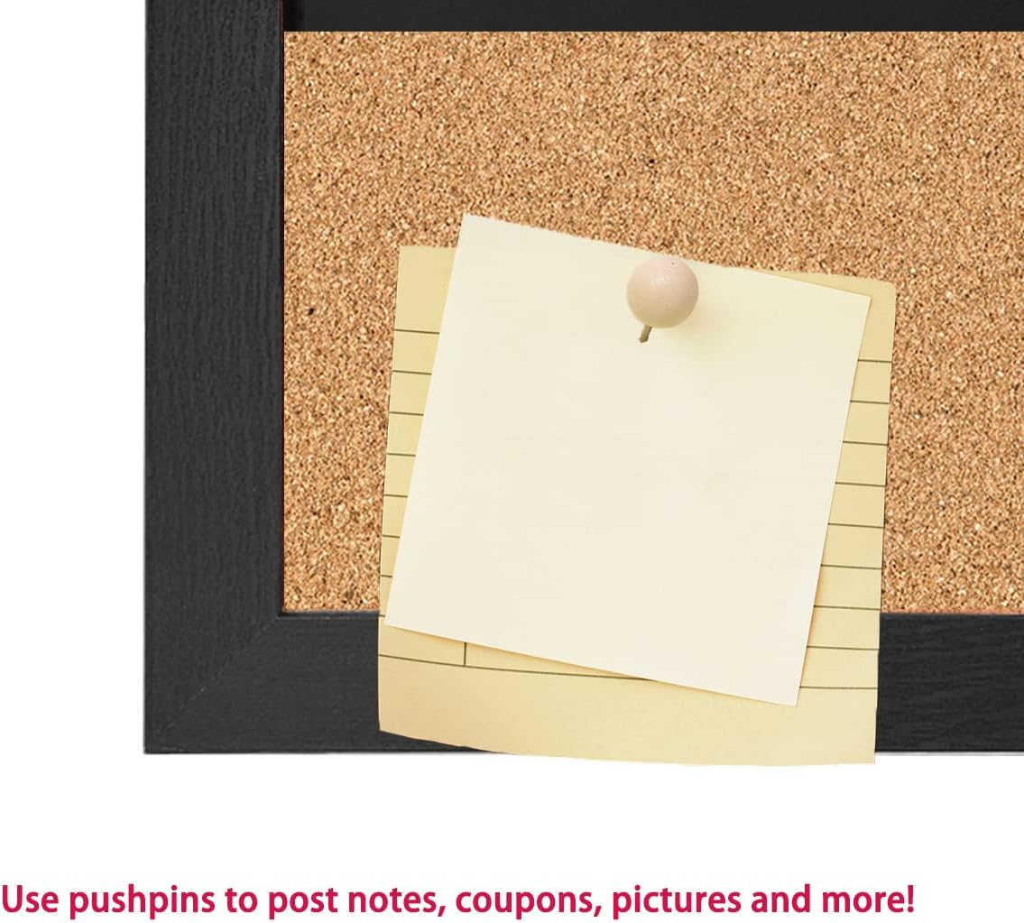 Magnetic Chalkboard Calendar Corkboard, 23.6" x 31.5" Combination Chalk Board Bulletin Board, Blackboard Calendar Cork Combo Board, Black(BK-6080)