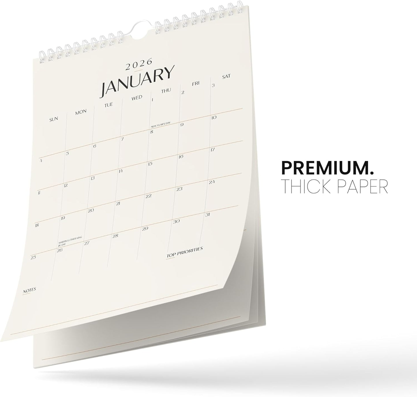 Karto Wall Calendar 2025 - Vertical 11x17 inch Runs Until June 2026 - Boost Your Productivity and Easy Planning with the Aesthetic Monthly Calendar - Beige