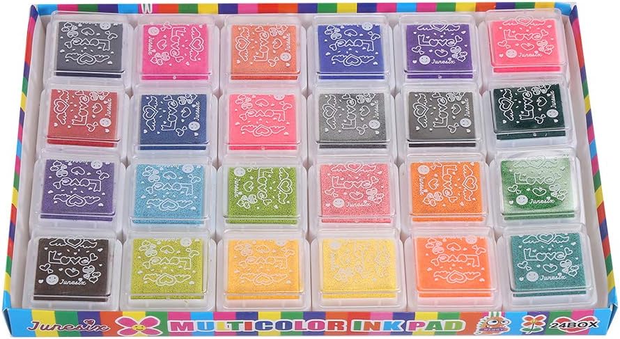 Set of 24 Colors 3 x 3cm Mini Craft Ink Pads for Paper Wood Fabric for Rubber Stamps