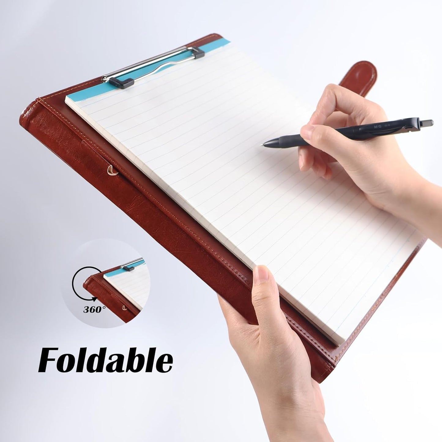 PU Leather Portfolio Binder, Professional Padfolio with Clipboard, Legal Pad Holder for A4 Letter Size Notepad, Resume Portfolio Folder for Business School Office Conference(Brown)