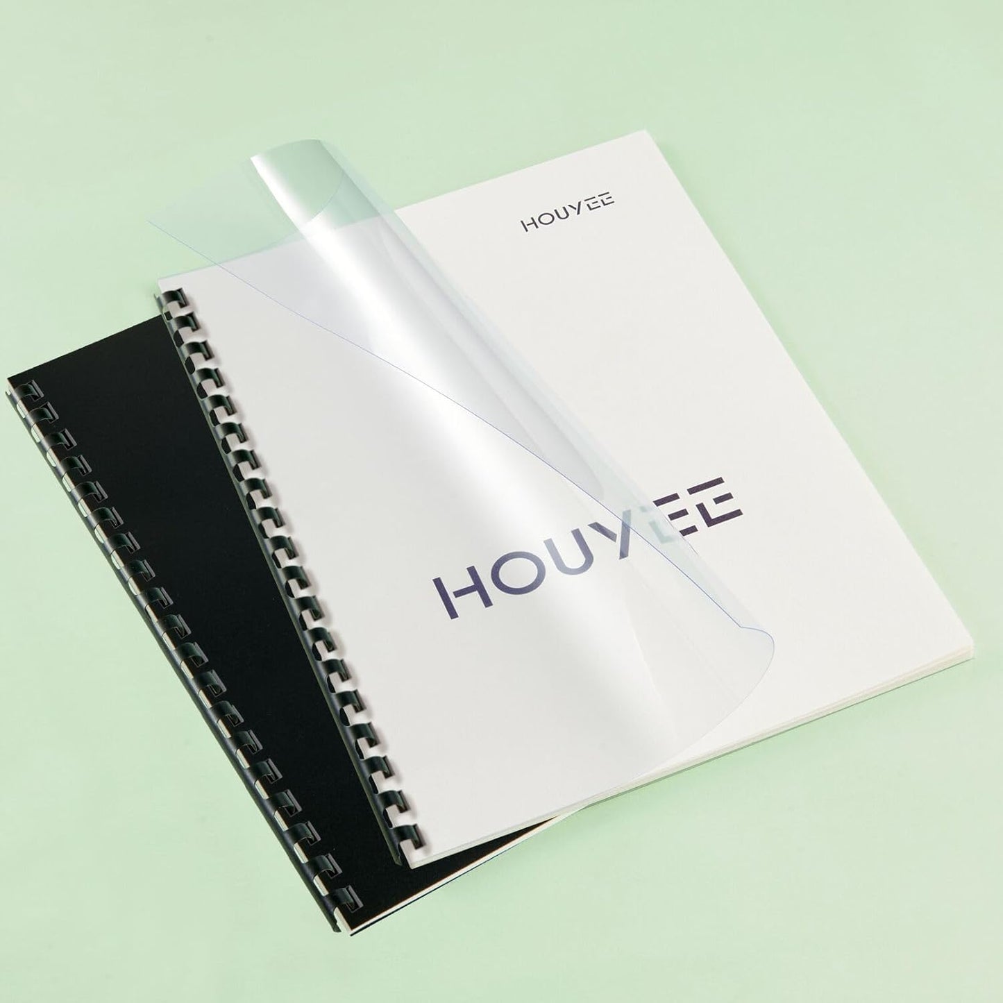 HOUYEE 100 Pack Binding Covers Set, 8.5x11 Inches, Including 50 Pcs 12 Mil Clear Binding Covers, 50 Pcs 16 Mil Sand Plastic Binding Covers